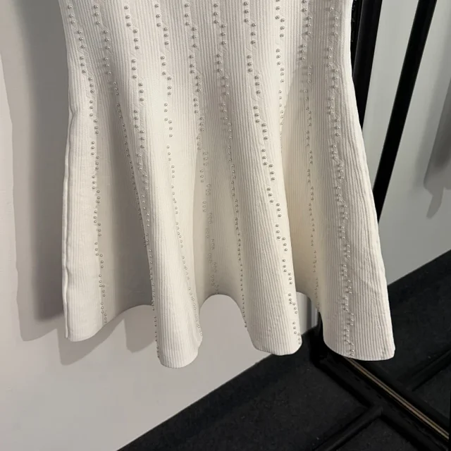 Unbranded Dresses Sleeveless Ribbed Knit Dress with Pearl Embellishments product detail image 5