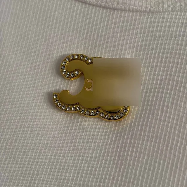 Celine Vests Ribbed sleeveless tank top with gold Triomphe emblem product detail image 8