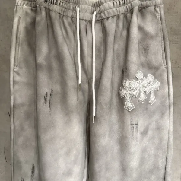 Chrome Hearts Triple Cross Embroidered Acid Wash Sweatpants Gray - 6