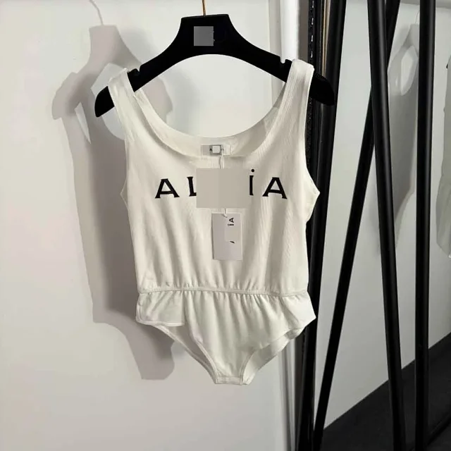 Alaïa Underwear Logo-print scoop-neck bodysuit product detail image 2