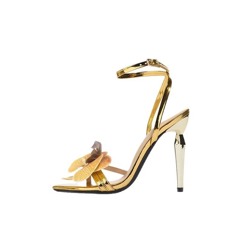 Unbranded High Heels Ankle-Strap Stiletto Sandals with 3D Floral Decoration image 5