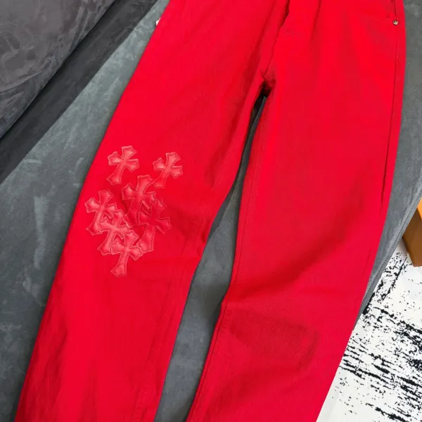 Chrome Hearts x Denim Tears Red Cross-Embroidered Jeans - 6