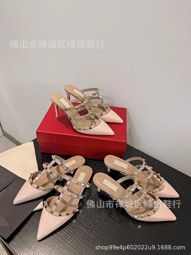 Unbranded High Heels Pointed-Toe Triple Stud-Strap Mule product detail image 8