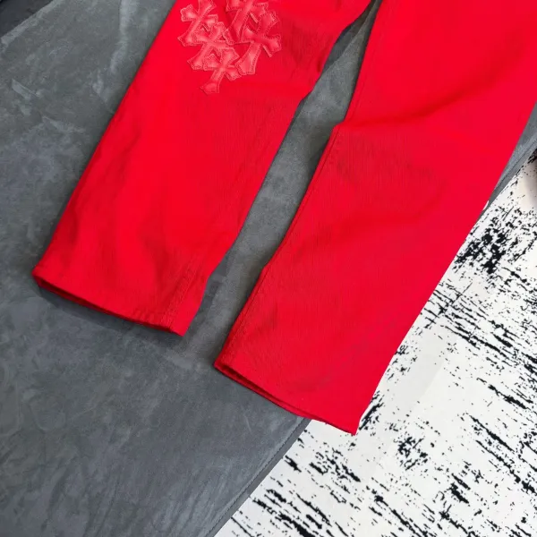 Chrome Hearts x Denim Tears Red Cross-Embroidered Jeans - 11