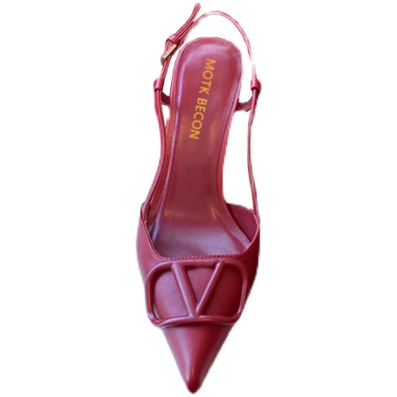 MOTY BECON High Heels Pointed-Toe Slingback Stiletto with V-Shaped Buckle image 5