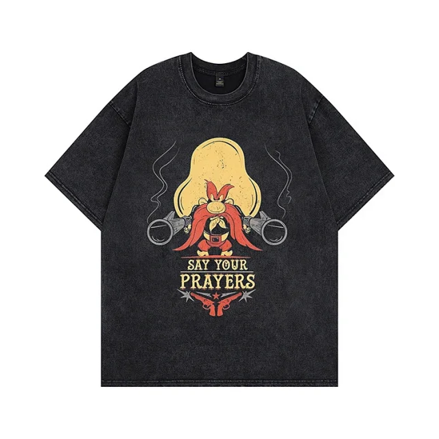 Unbranded T-Shirts Washed graphic short-sleeve crew-neck T-shirt product detail image 7