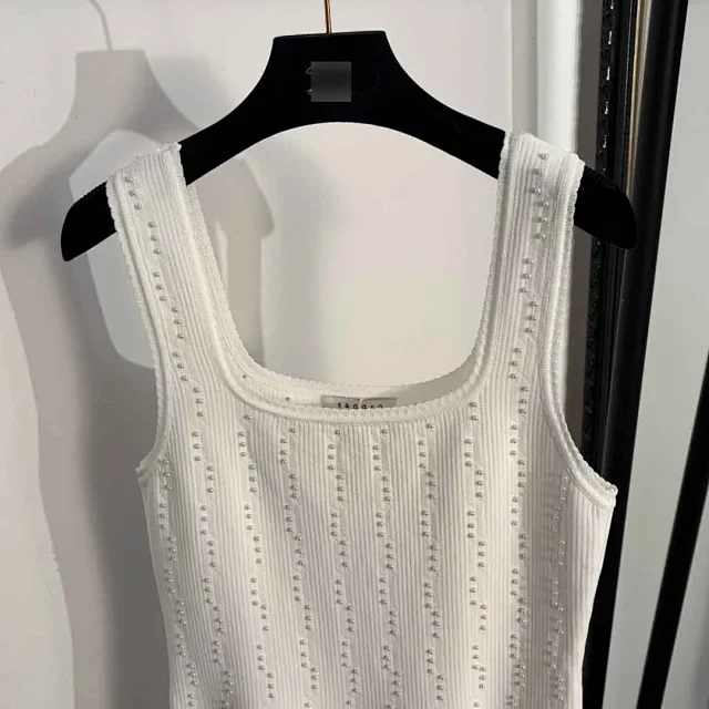 Unbranded Dresses Sleeveless Ribbed Knit Dress with Pearl Embellishments product detail image 4