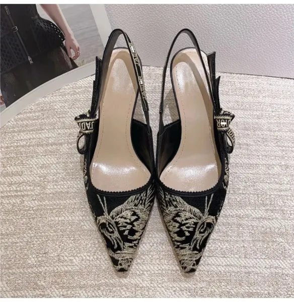 Dior J'Adior Embroidered Slingback Stilettos Black - 3