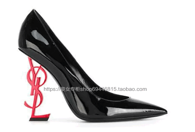 Saint Laurent High Heels Pointed-Toe Pumps with YSL Monogram product detail image 15