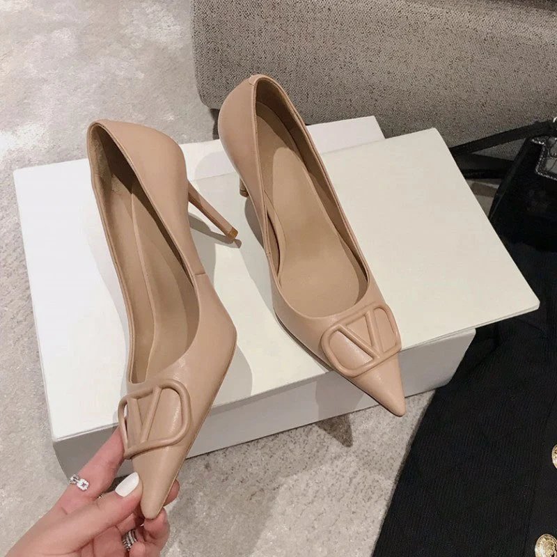 Unbranded High Heels Pointed-Toe Stiletto Pumps with V-Shaped Buckle image 2