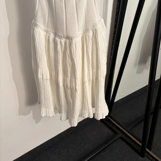 Miu Dresses Ribbed Knit Halter Backless Tiered Dress product detail image 7