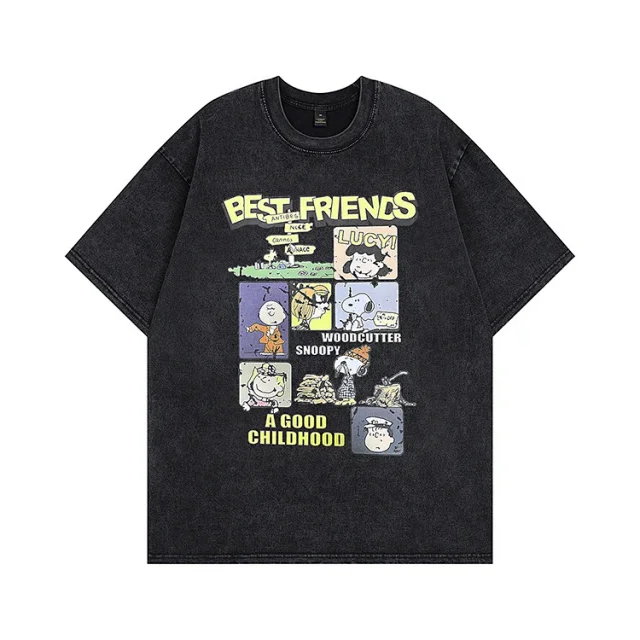Unbranded T-Shirts Washed graphic short-sleeve crew-neck T-shirt product detail image 10