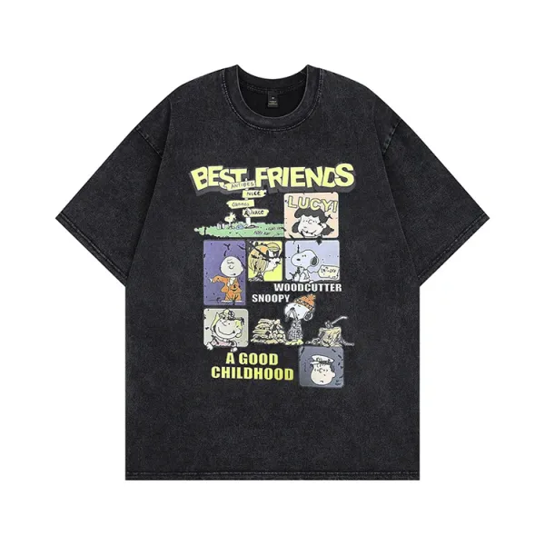 Design Graphic Print Acid Wash Black T-Shirt - 11