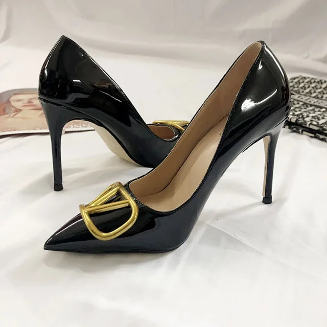 Unbranded High Heels Pointed-Toe Stiletto Pumps with V-Shaped Buckle product detail image 27