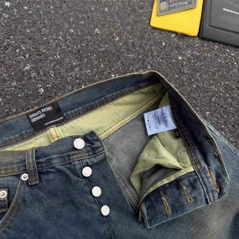 ERD Jeans 07 wide-leg distressed patch image 3
