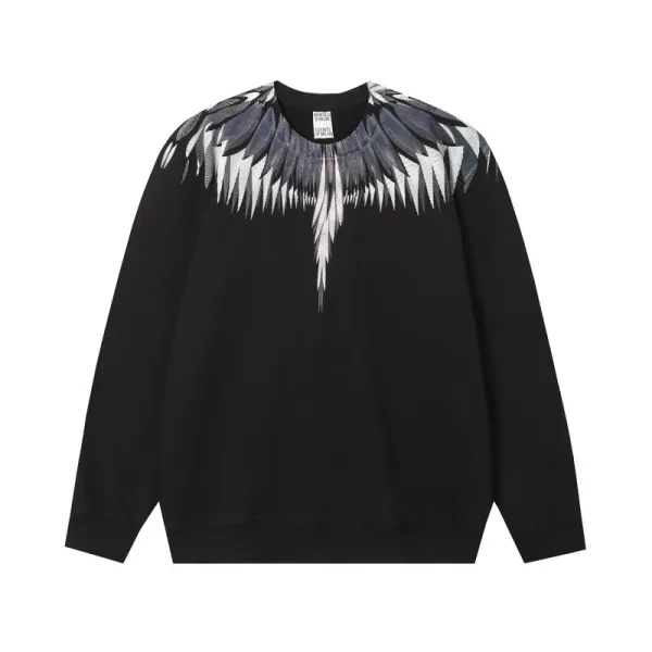 Design Feather Necklace Print Black Hoodie - 21