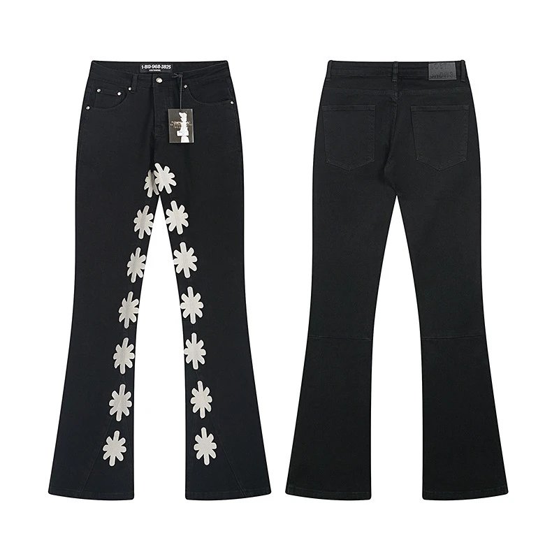 Unbranded Jeans Flared with floral appliqué image 4