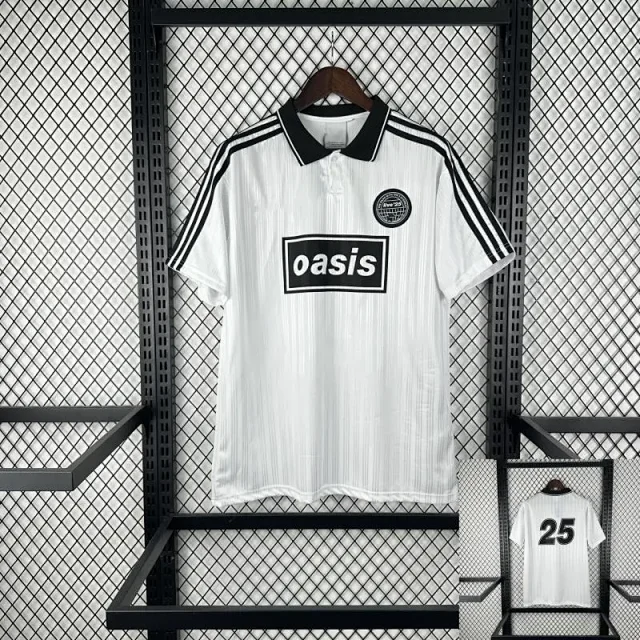 Oasis Football Jerseys Live '25 jersey with striped sleeves and polo collar product detail image 3