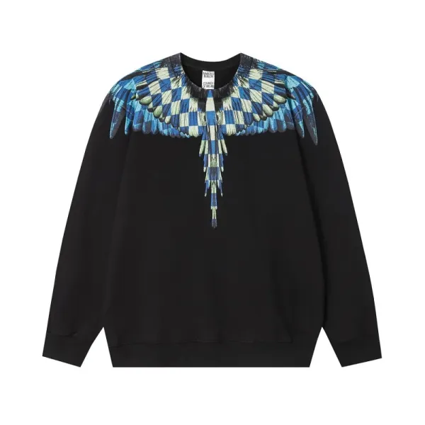 Design Feather Necklace Print Black Hoodie - 43
