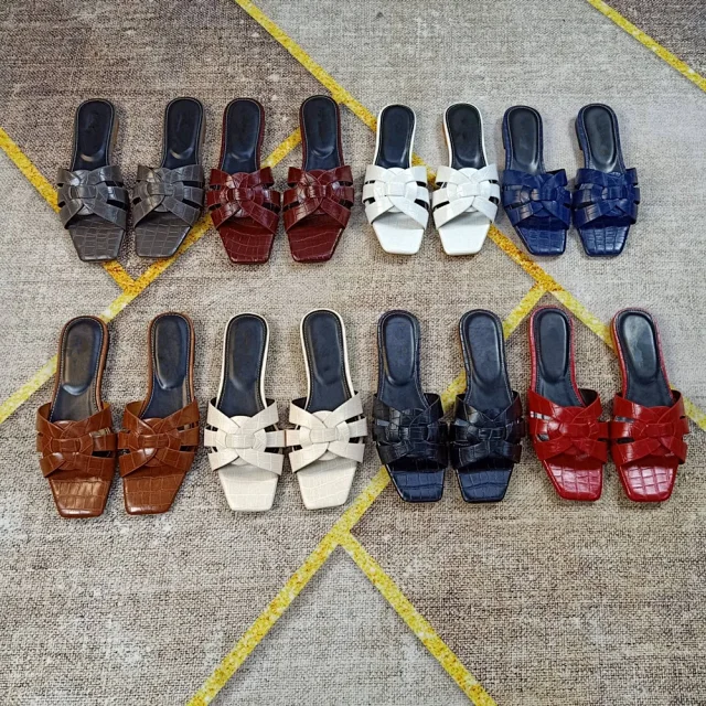 Unbranded Sandals Square-Toe Woven Strap Flat Slide product detail image 3