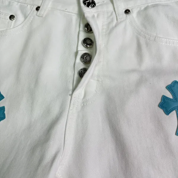 Chrome Hearts Cross-Embroidered White Straight-Leg Jeans - 10