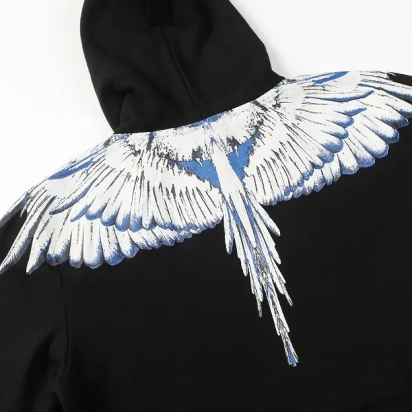 Design Feather Necklace Print Black Hoodie - 91