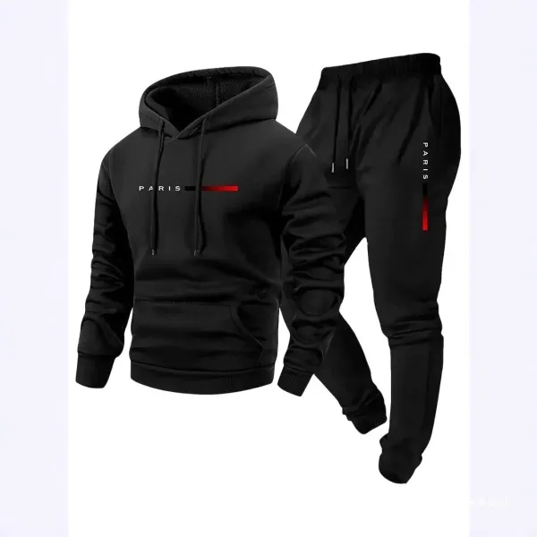 Design Paris Hoodie and Sweatpants Set Black Tracksuit - 11