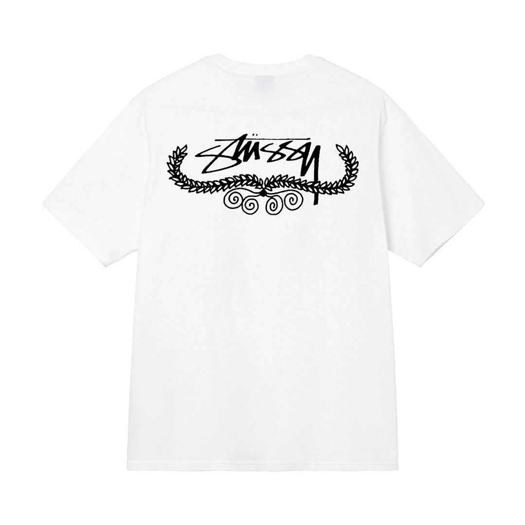 Stüssy T-Shirts Short-Sleeve Graphic Print T-Shirt — White [leaves]