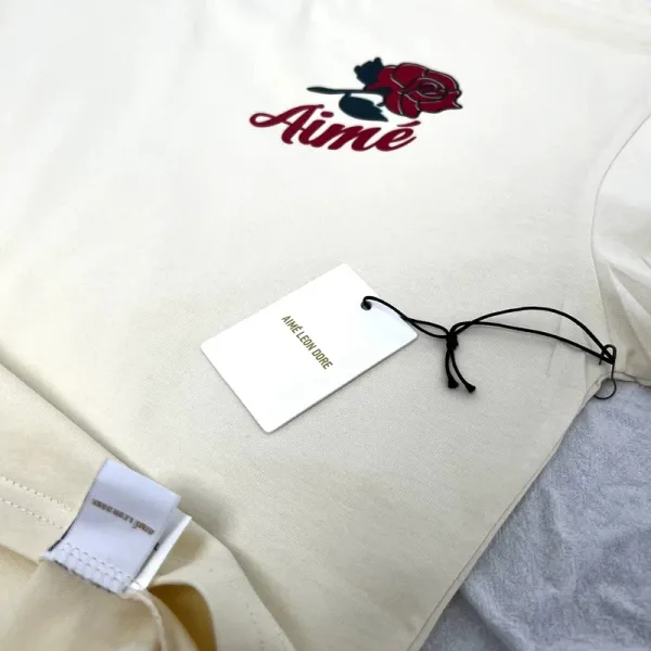 Aimé Leon Dore Rose Embroidered Beige T-Shirt - 57