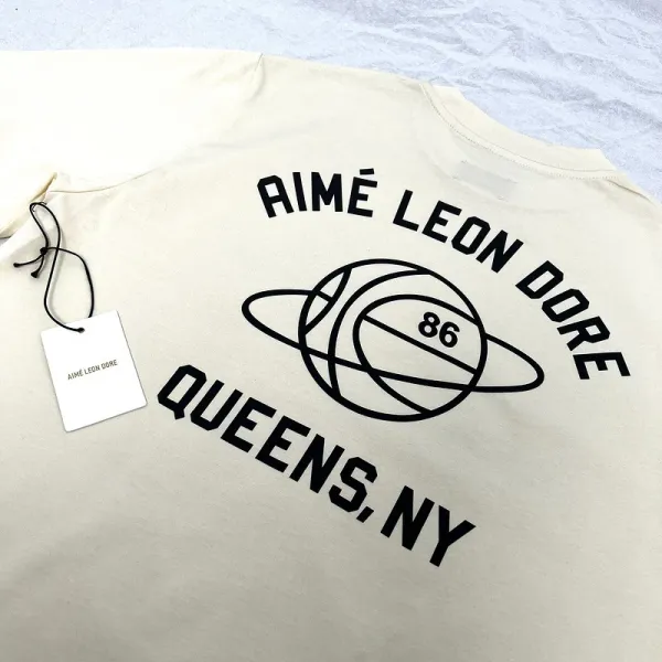 Aimé Leon Dore Rose Embroidered Beige T-Shirt - 73