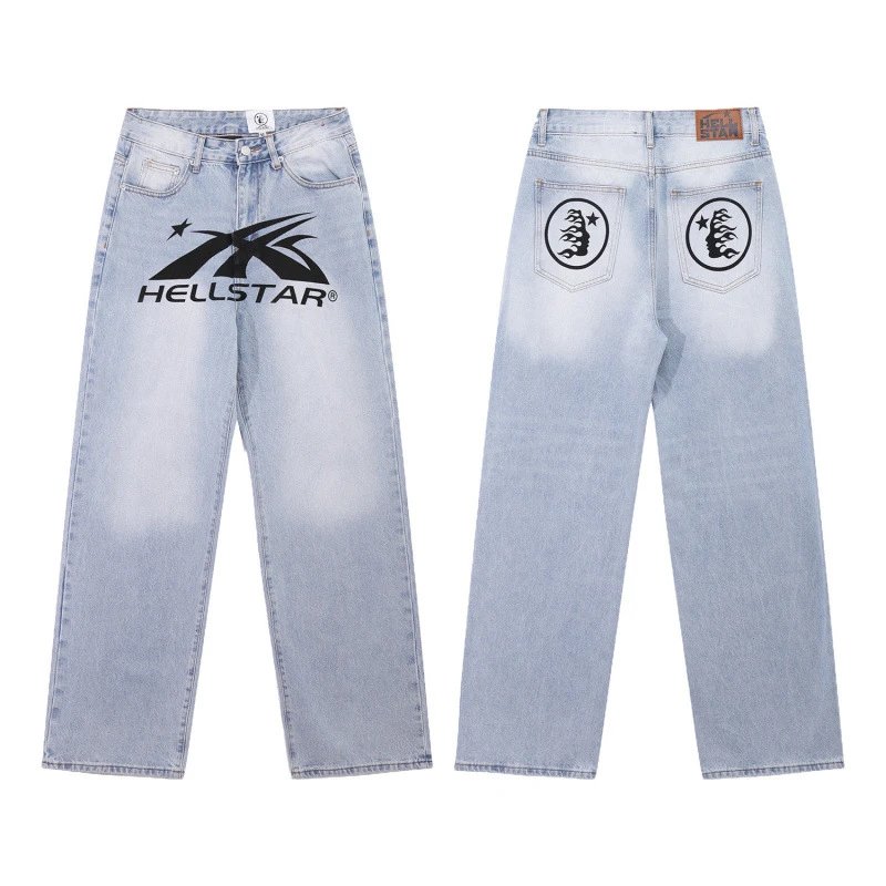 Hellstar Jeans Light-wash graphic-print — D02 blue