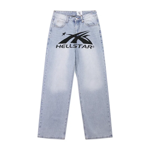 Hellstar Jeans Light-wash graphic-print product detail image 7