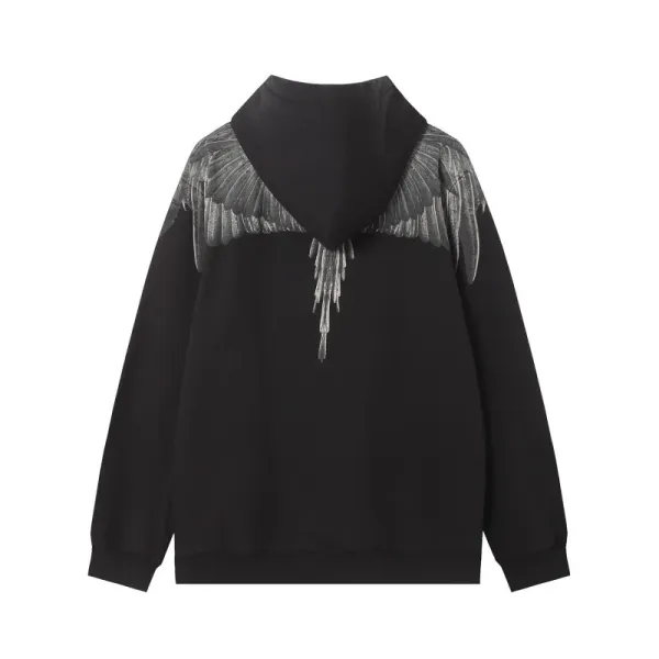 Design Feather Necklace Print Black Hoodie - 40