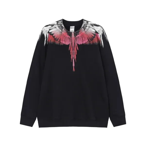 Design Feather Necklace Print Black Hoodie - 49
