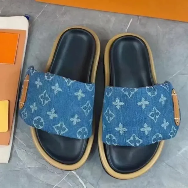 Unbranded Slippers Monogram-Print Slide with Metal Bar Detail product detail image 5