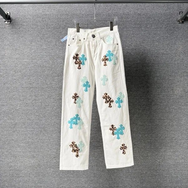 Chrome Hearts Cross-Embroidered White Straight-Leg Jeans - 22