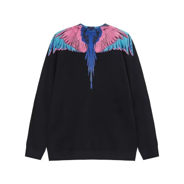Design Feather Necklace Print Black Hoodie - 51