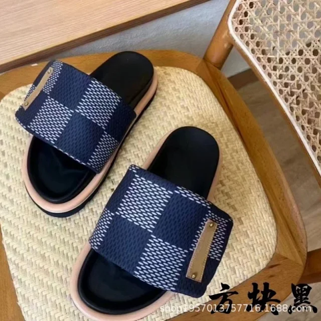Unbranded Slippers Monogram-Print Slide with Metal Bar Detail product detail image 21