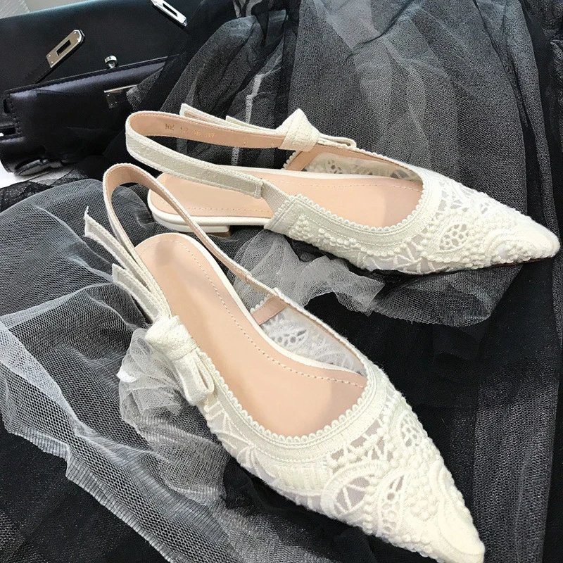 White Embroidered Flat Bottom