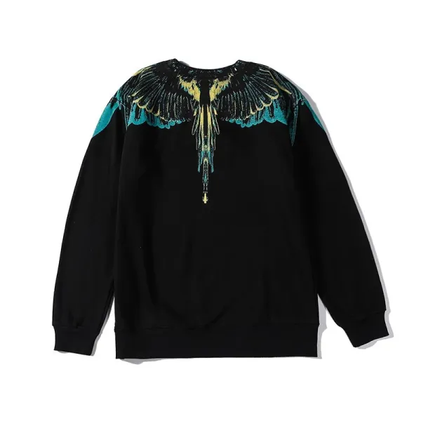Design Feather Necklace Print Black Hoodie - 67