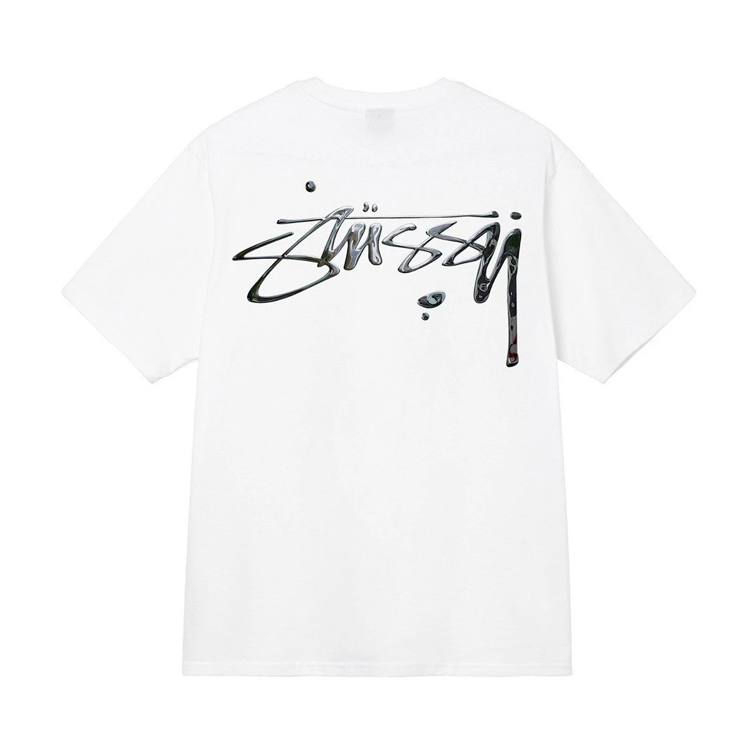 Stüssy T-Shirts Short-Sleeve Graphic Print T-Shirt — white [metal]]