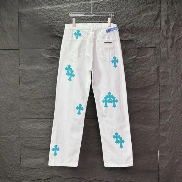 Chrome Hearts Cross-Embroidered White Straight-Leg Jeans - 5