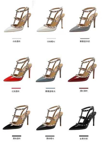 Valentino Rockstud Strappy Stiletto Heels White - 11