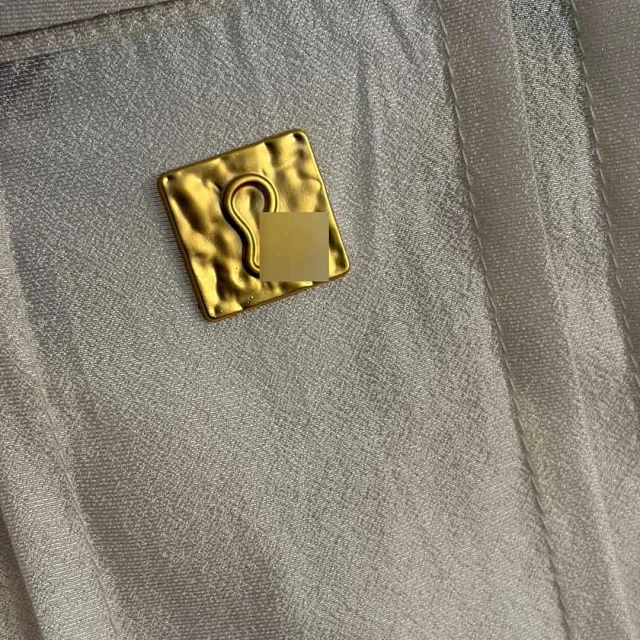 Unbranded Shirts Sheer pleated long-sleeve tie-waist blouse with gold-tone buttons product detail image 8