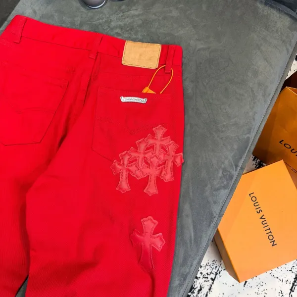 Chrome Hearts x Denim Tears Red Cross-Embroidered Jeans - 17