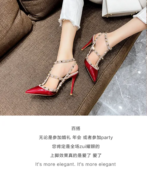 Valentino Rockstud Strappy Stiletto Heels White - 27