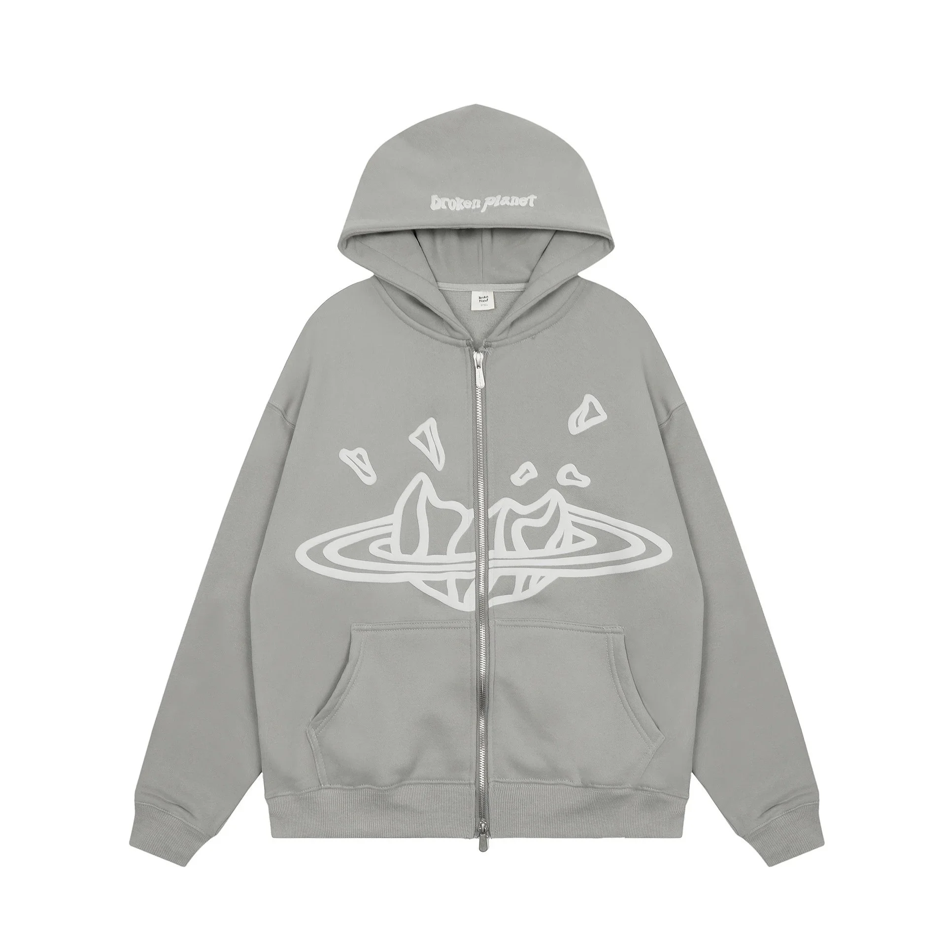 Broken Planet Grey Full-Zip Cardigan Sweatshirt