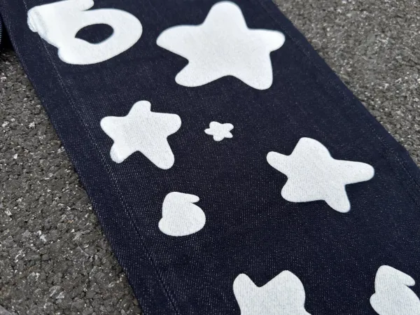 Sp5der Star Print Wide-Leg Jeans Blue - 11