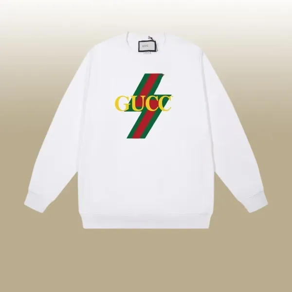 Gucci Lightning Bolt Logo White Hoodie - 1