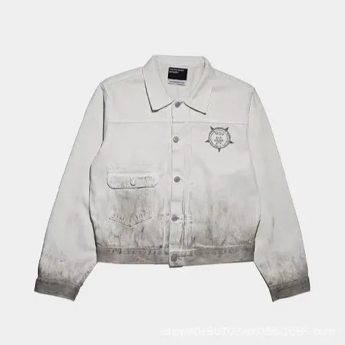 Off-White x Virgil Abloh Distressed White Denim Jacket - 1